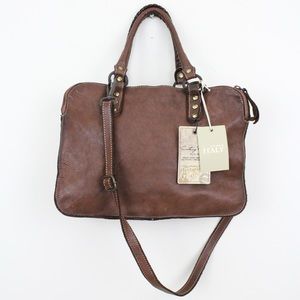 Costanza Rota Brown Genuine Italian Leather Messenger Crossbody Bag NWT